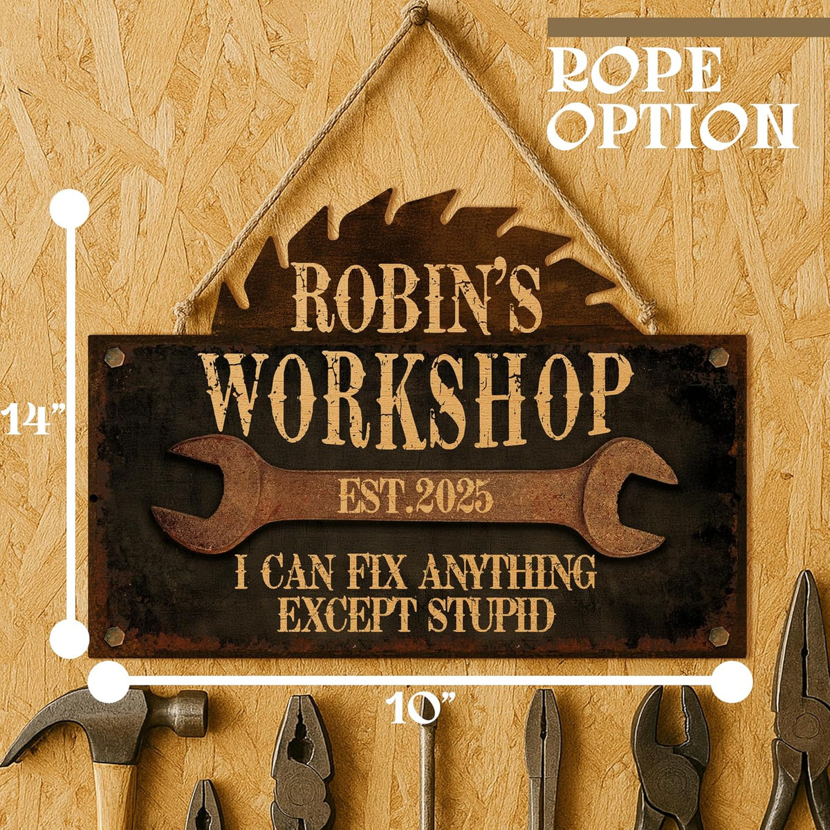 Personalized Garage Wood Sign for Dad or Grandpa – Custom Rustic Workshop Wall Decor with Name – Funny Gift for Father’s Day, Birthday, Christmas from Kids or Grandkids – Papa’s Garage Sign