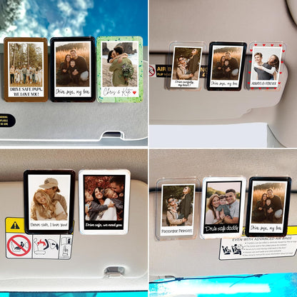 Zexpa Apparel Personalized Car Visor Photo Clip with Text, Drive Safe Gift for Dad and Mom