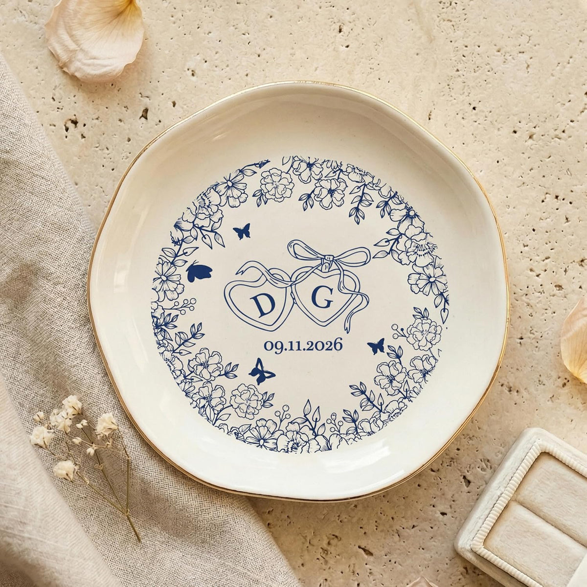 Personalized Ring Dish with Name, Custom Jewelry Tray Gift for Women, Bridesmaids, Mom, Grandma, or Best Friends