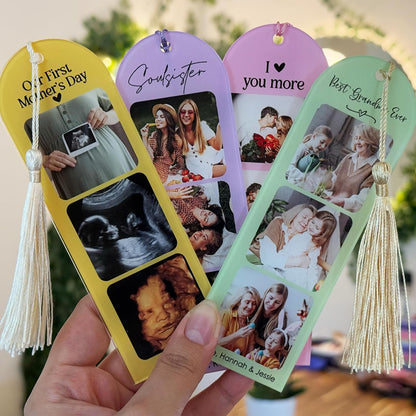 Personalized Photo Bookmark with Name, Custom 3-Photo Double-Sided Keepsake