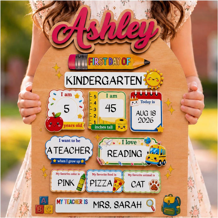 Personalized First and Last Day School Sign, Custom Name Photo Prop
