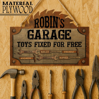 Personalized Garage Wood Sign for Dad, Custom Rustic Workshop Decor Gift