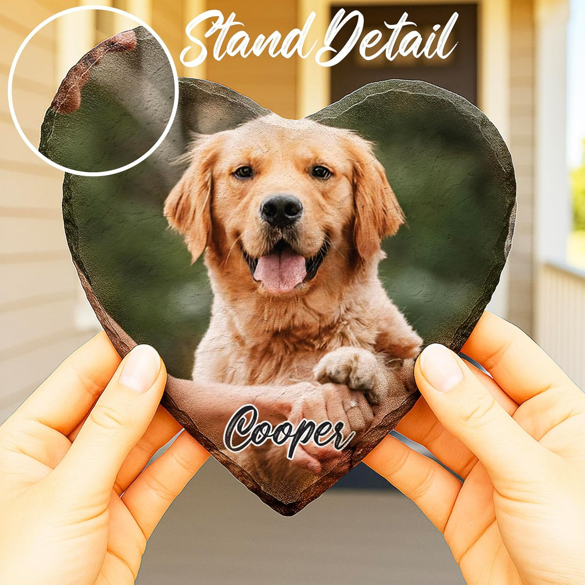 Personalized Heart Shaped Slate Photo Plaque, Custom Stone Gift for Mom Dad
