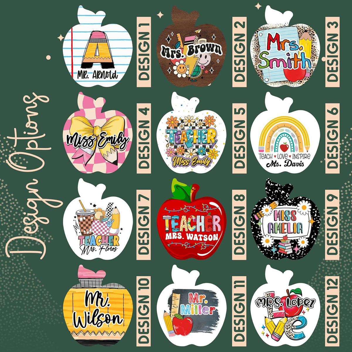 Personalized Teacher Apple Ornament - Custom Acrylic for Women & Men Educators with Name - Cute School Ornament for Classroom, End of Year, Teacher Appreciation, Back to School