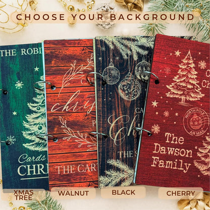 Personalized Christmas Card Keeper Binder with Name, Custom Holiday Album