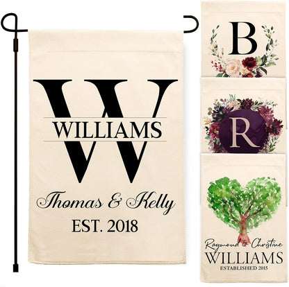Personalized Garden Flag with Name & Initial, Double Sided Porch Yard Flag