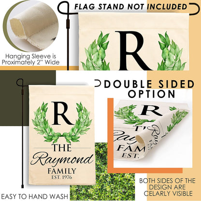 Personalized Garden Flag with Name & Initial, Double Sided Porch Yard Flag