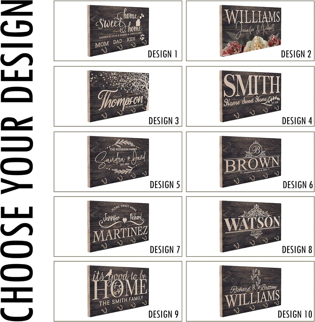 Personalized Wood Key Holder for Wall, Custom Housewarming Gift for Couples