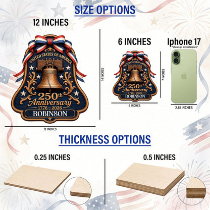 Personalized Eagle Patriotic Door Sign for Front Door, Custom Family Name America 250th Anniversary Wooden Door Hanger, USA 1776-2026 Independence Day 4th of July Wall Decor