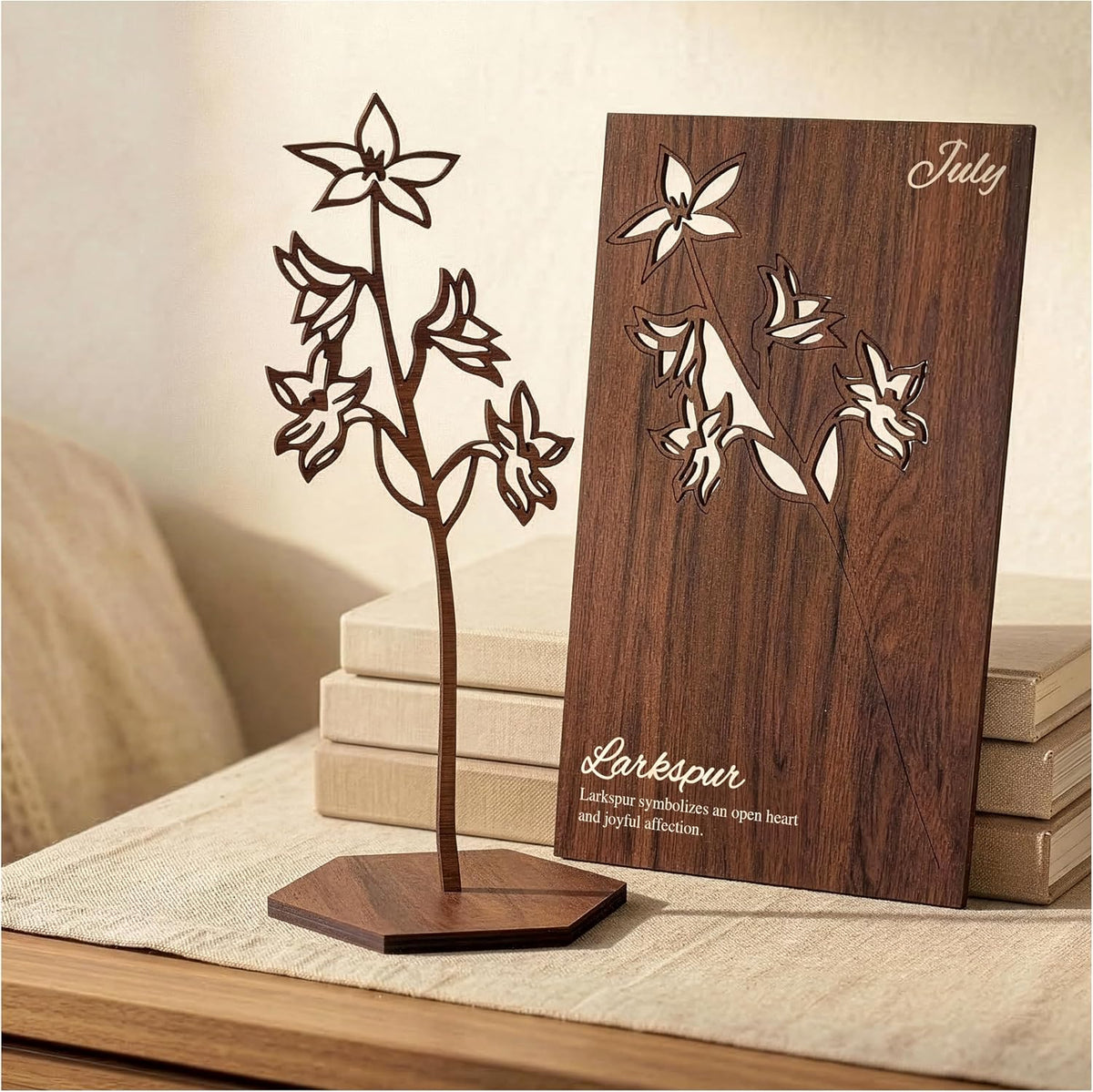 Birth Month Flower Wooden Decor, Grandma Mothers Day Gift for Mom Nana Gigi, Elegant Floral Home Decor, Birthday Christmas Gift