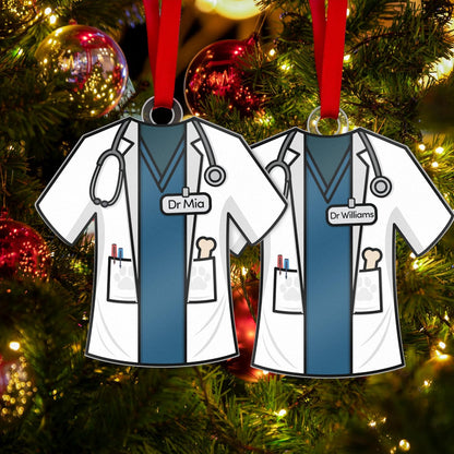 Personalized Uniform Christmas Ornaments for Nurse Doctor Vet Police Firefighter – Custom Acrylic Name Tag Occupation-Themed Xmas Tree Decorations for Family