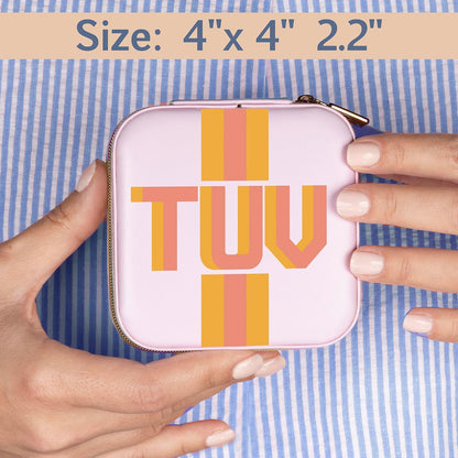 Personalized Shadow Initial Travel Jewelry Organizer, Monogram Custom Leather Case for Bridesmaid, Mother's Day, Birhday, Christmas Gift Box, Holder for Women Girls Bachelor Party