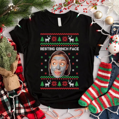 Personalized Ugly Christmas Funny Face Monogrammed Sweathirt & T-Shirt - Custom Graphic Tee in Multiple Colors - Add Your Text and Photo - Unique for Friends & Family, Office Party