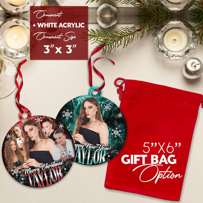 Personalized Christmas Ornaments with Photo - Custom 2025 Ceramic Xmas Tree Decor with Picture & Text - Unique for Kids, Mom, Dad & Friends Merry