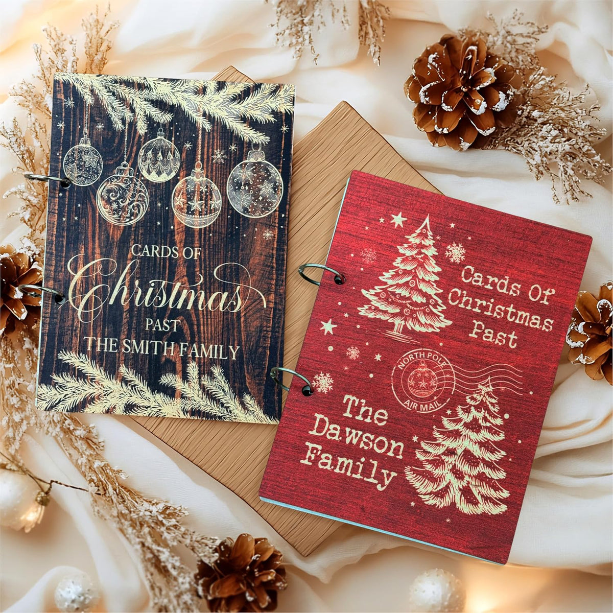Personalized Christmas Card Keeper Binder with Name, Custom Holiday Album