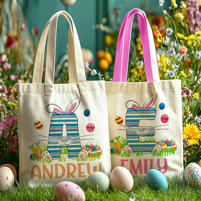 Personalized Easter Tote Bag with Name, Custom Color-Your-Own Canvas Gift