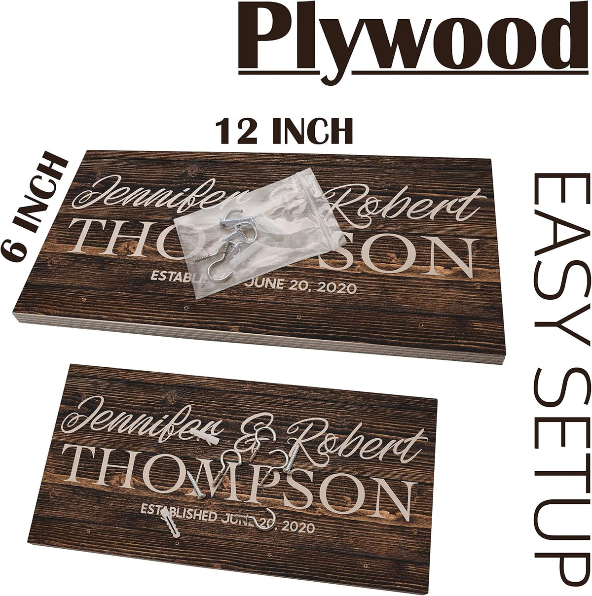 Personalized Wood Key Holder for Couples, Custom Mr Mrs Housewarming Gift
