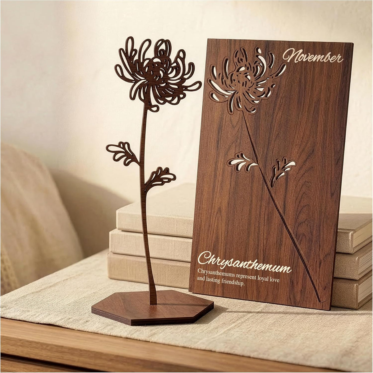 Birth Month Flower Wooden Decor, Grandma Mothers Day Gift for Mom Nana Gigi, Elegant Floral Home Decor, Birthday Christmas Gift