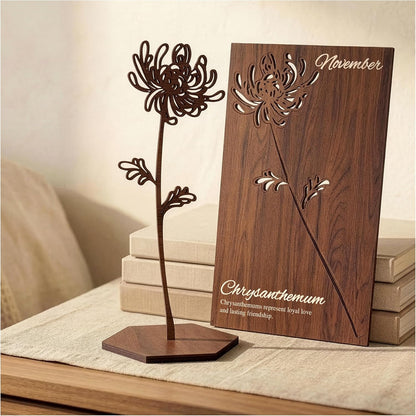 Birth Month Flower Wooden Decor, Grandma Mothers Day Gift for Mom Nana Gigi, Elegant Floral Home Decor, Birthday Christmas Gift
