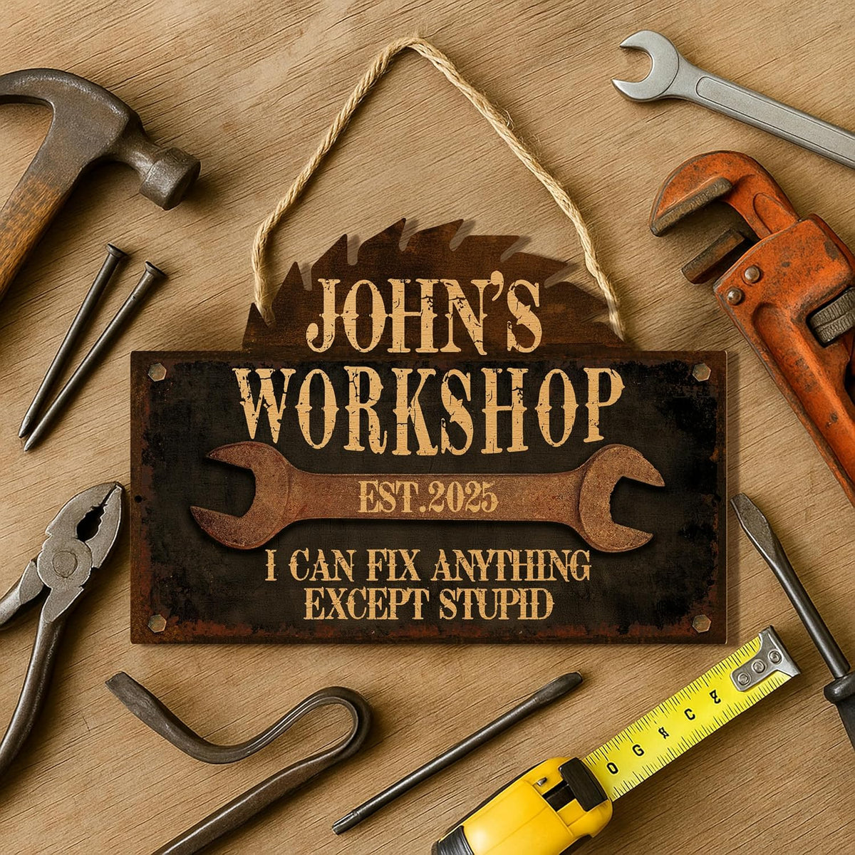 Personalized Garage Wood Sign for Dad or Grandpa – Custom Rustic Workshop Wall Decor with Name – Funny Gift for Father’s Day, Birthday, Christmas from Kids or Grandkids – Papa’s Garage Sign
