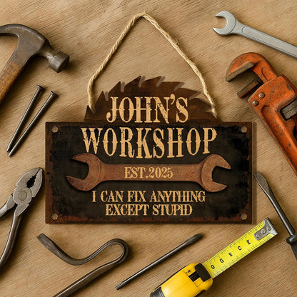 Personalized Garage Wood Sign for Dad or Grandpa – Custom Rustic Workshop Wall Decor with Name – Funny Gift for Father’s Day, Birthday, Christmas from Kids or Grandkids – Papa’s Garage Sign