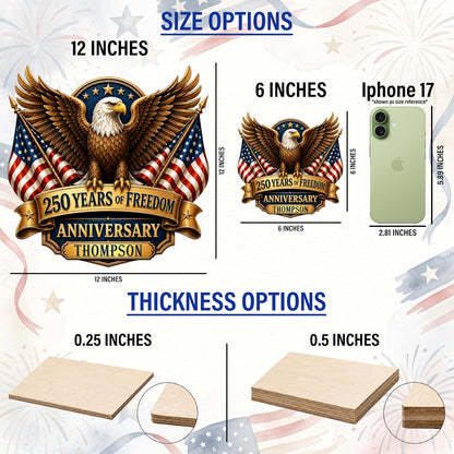 Personalized Eagle Patriotic Door Sign for Front Door, Custom Family Name America 250th Anniversary Wooden Door Hanger, USA 1776-2026 Independence Day 4th of July Wall Decor