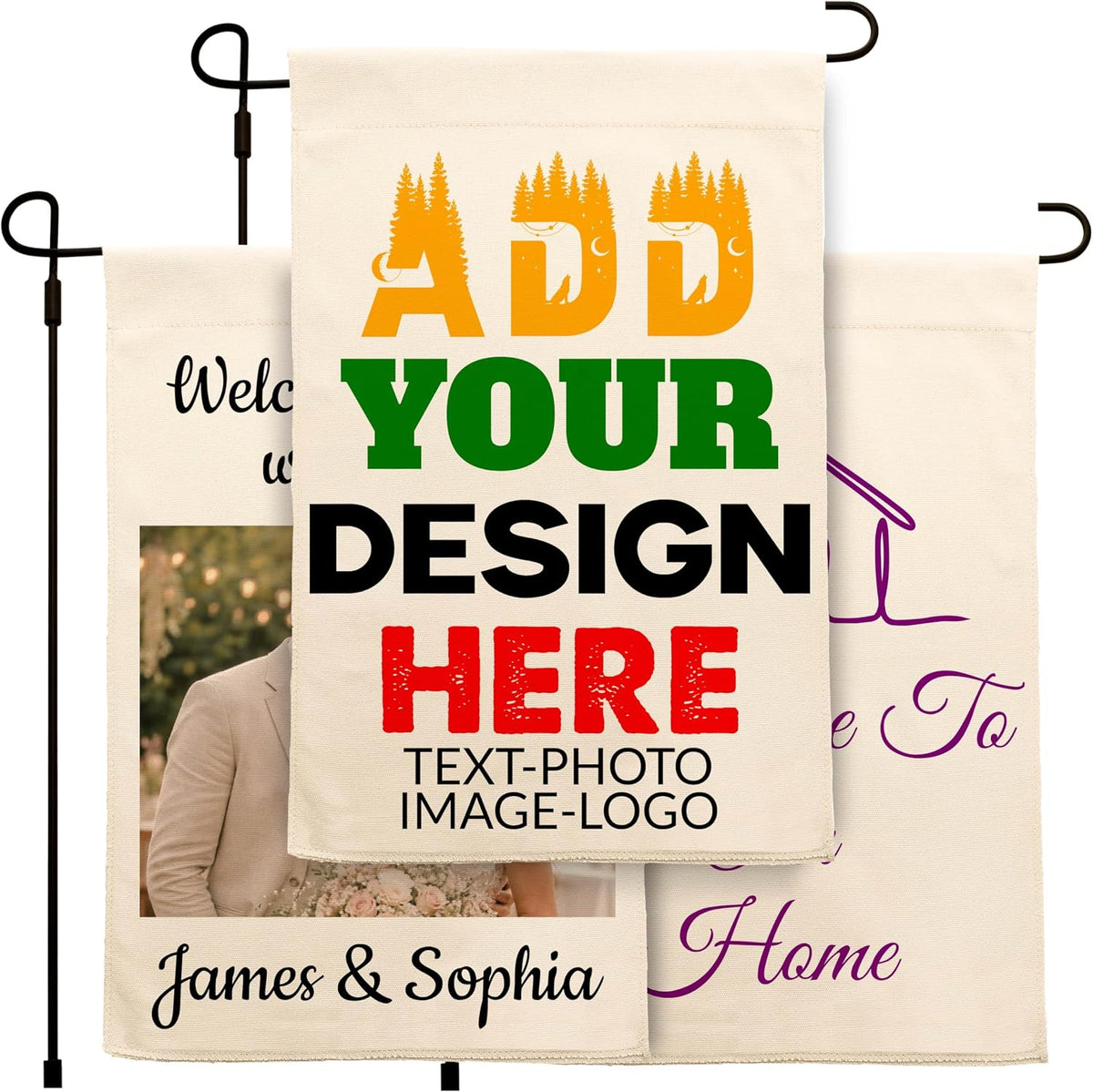 Personalized Camping Garden Flag 13x18 Inch Double Sided, Custom Family Name Welcome to Our Campsite Yard Flag
