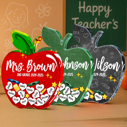 Personalized Teacher Apple Gift with Student Names, Custom Class Keepsake