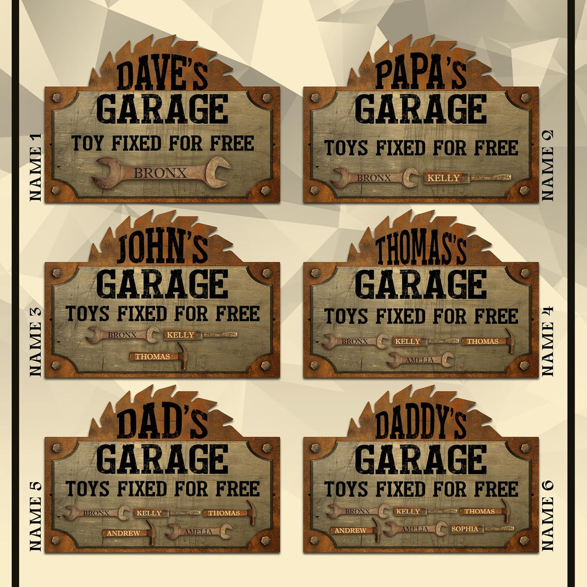 Personalized Garage Wood Sign for Dad, Custom Rustic Workshop Decor Gift