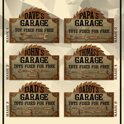 Personalized Garage Wood Sign for Dad, Custom Rustic Workshop Decor Gift
