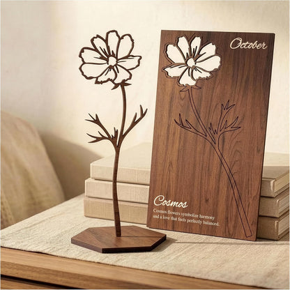 Birth Month Flower Wooden Decor, Grandma Mothers Day Gift for Mom Nana Gigi, Elegant Floral Home Decor, Birthday Christmas Gift