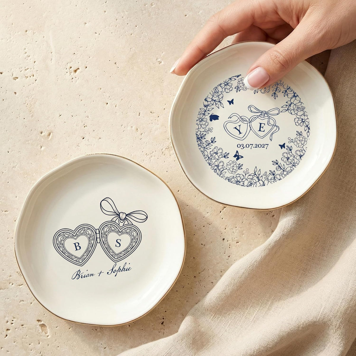 Personalized Ring Dish with Name, Custom Jewelry Tray Gift for Women, Bridesmaids, Mom, Grandma, or Best Friends
