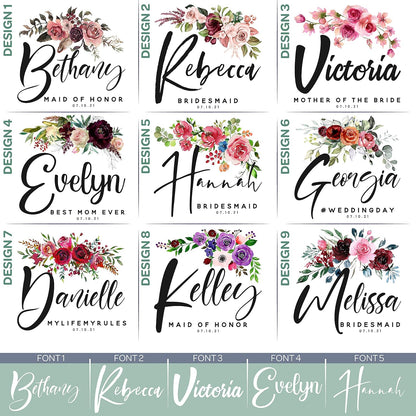 Personalized Wedding Tote Bags Gift for Bride Bridesmaid Women w/Name Text Date - Customized Floral Beach/Travel Canvas Bag - Custom Bridal Shower Bachelorette Party Accessories - Christmas c1 (Single)