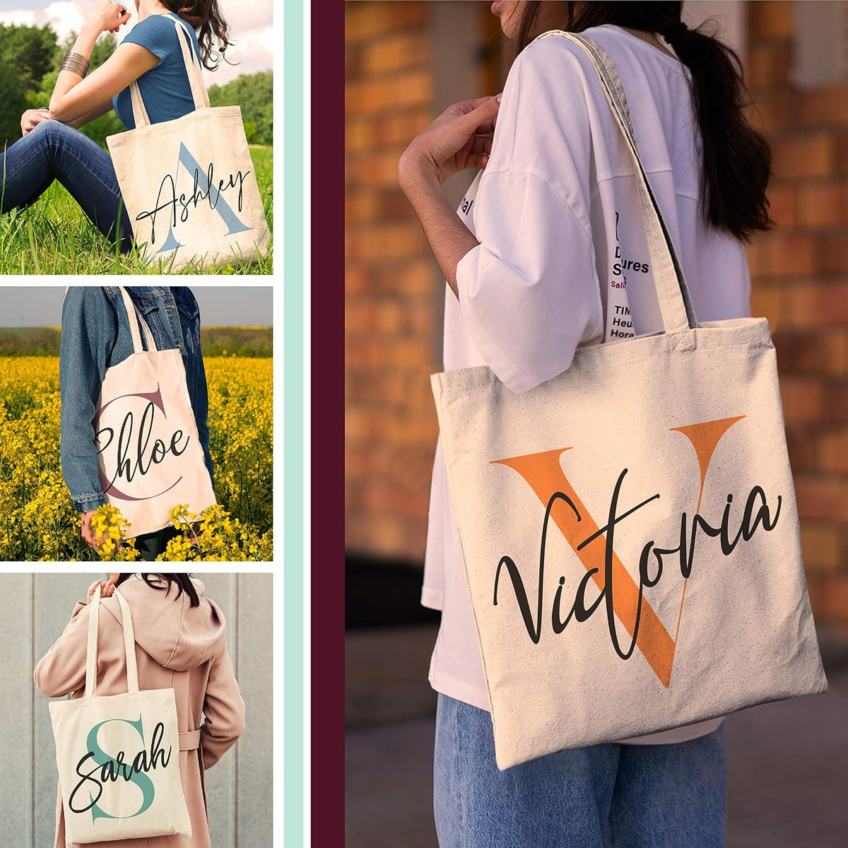 Naive Argo Personalized Initial Tote Bag Gifts - Custom Totes