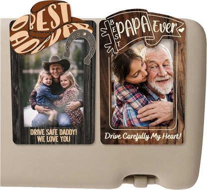 Personalized Car Visor Photo Clip – Custom Acrylic Picture Holder with Text, Gift for Dad, Mom, Husband, Wife, or Girlfriend