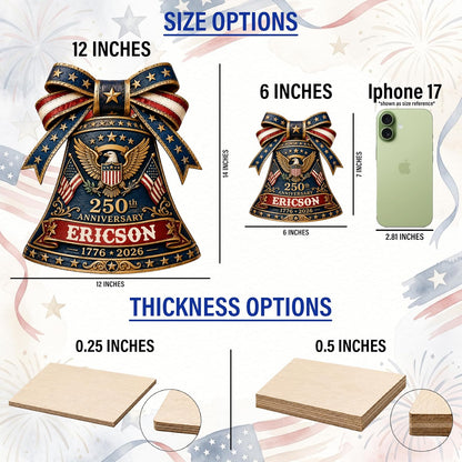 Personalized Eagle Patriotic Door Sign for Front Door, Custom Family Name America 250th Anniversary Wooden Door Hanger, USA 1776-2026 Independence Day 4th of July Wall Decor