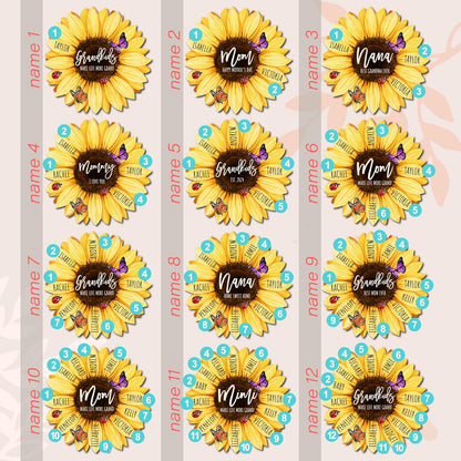 Personalized Sunflower Wood Sign with Name, Custom Gift for Mom and Grandma