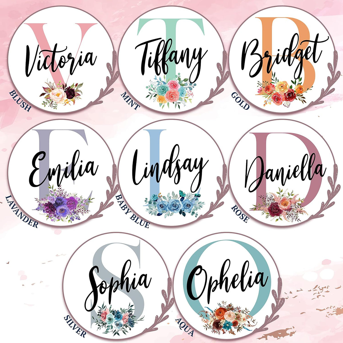 Personalized Bridesmaid Tote Bag with Initial and Name, Custom Floral Gift
