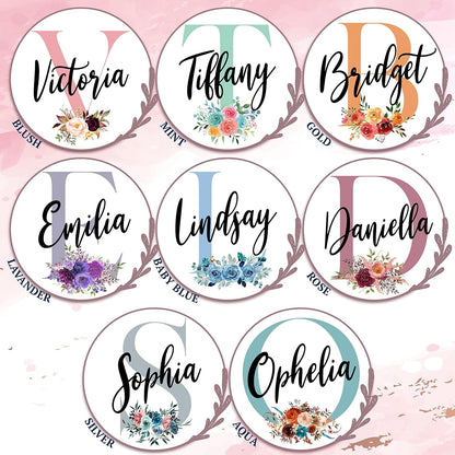 Personalized Bridesmaid Tote Bag with Initial and Name, Custom Floral Gift