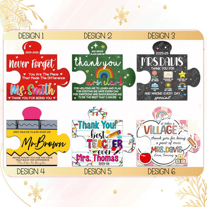 Teacher Appreciation Gift – Personalized Acrylic Puzzle Ornament “Thank You for Helping Me Grow” – Custom Teacher Keepsake for Back to School, End of Year, Teacher’s Day & Retirement