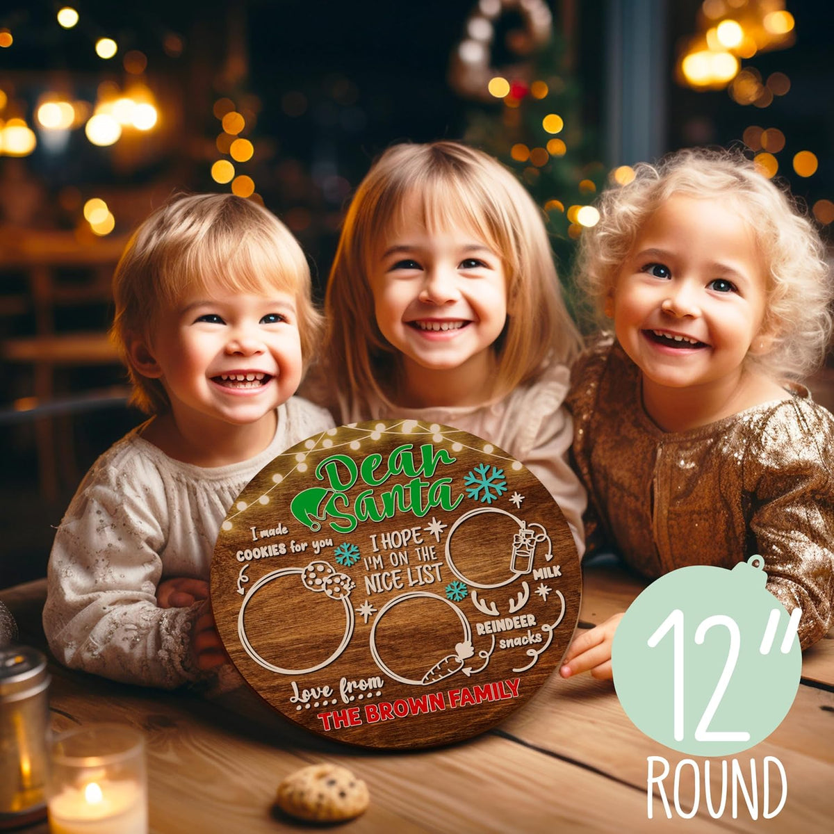 Personalized Christmas Cookie Tray for Santa, Custom Wooden Xmas Decoration