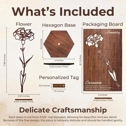 Birth Month Flower Wooden Decor, Grandma Mothers Day Gift for Mom Nana Gigi, Elegant Floral Home Decor, Birthday Christmas Gift