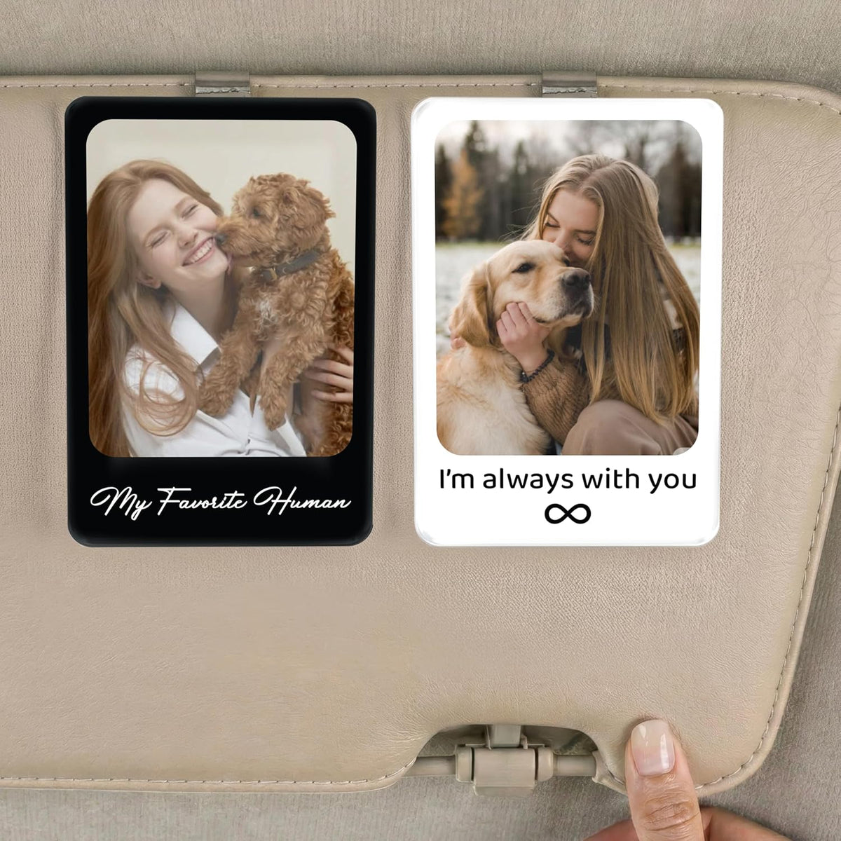 Personalized Car Visor Photo Clip – Custom Acrylic Picture Holder with Text, Gift for Dad, Mom, Husband, Wife, or Girlfriend