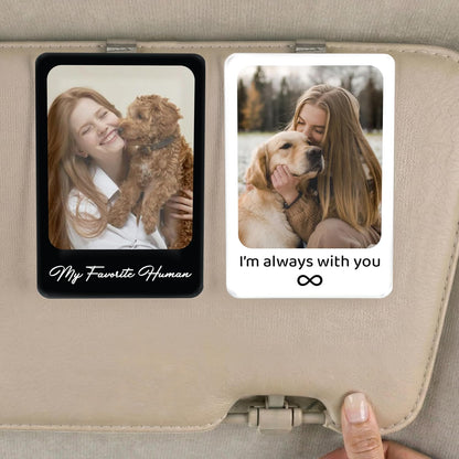 Personalized Car Visor Photo Clip – Custom Acrylic Picture Holder with Text, Gift for Dad, Mom, Husband, Wife, or Girlfriend