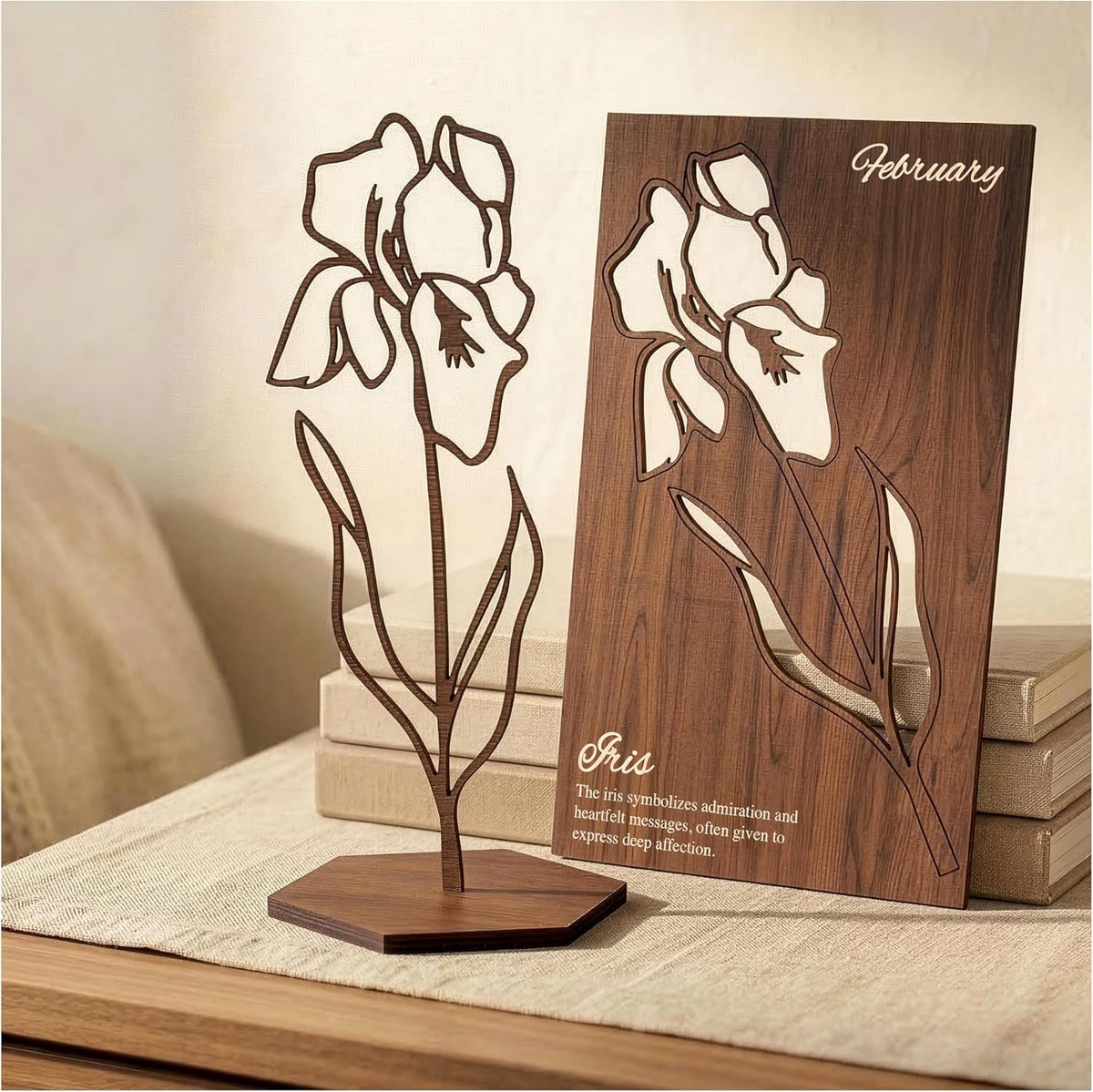 Birth Month Flower Wooden Decor, Grandma Mothers Day Gift for Mom Nana Gigi, Elegant Floral Home Decor, Birthday Christmas Gift