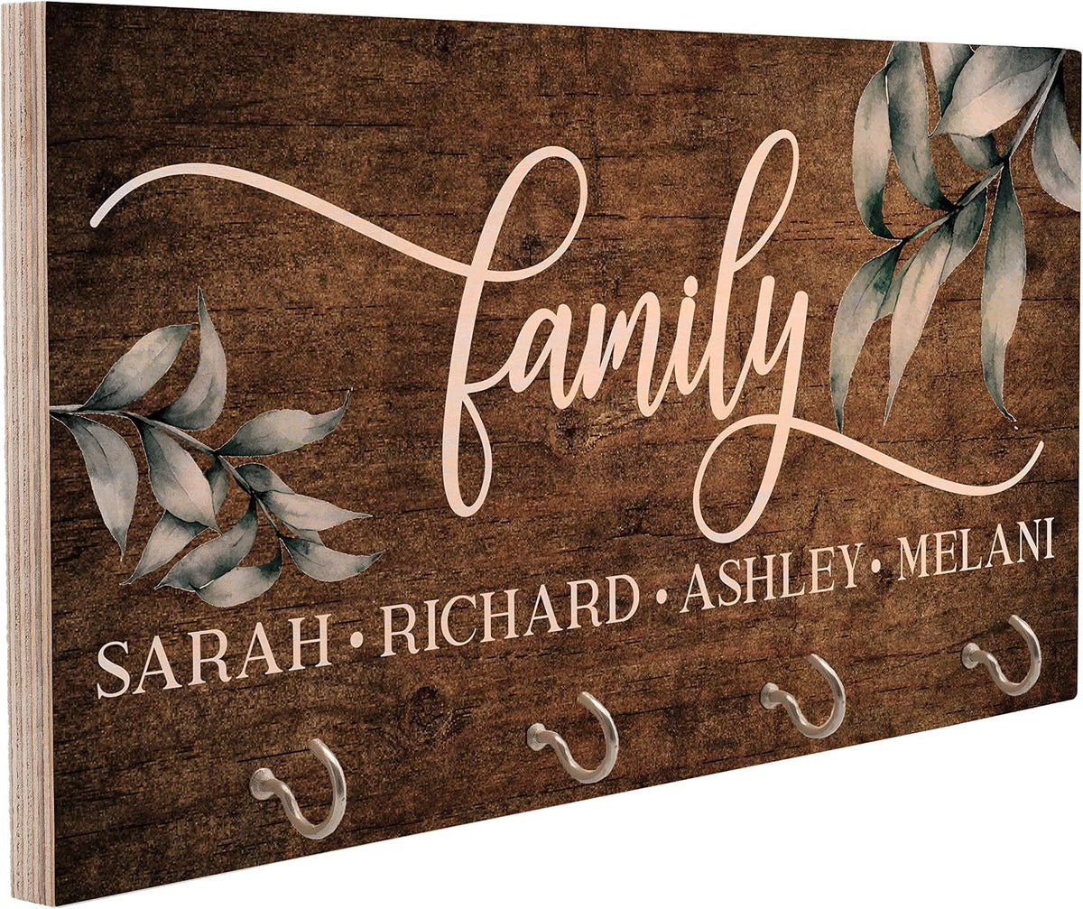 Personalized Wood Key Hanger for Wall | New Home Décor Gift for Wedding Housewarming | Customized Gifts for Couple Mr Mrs Key Ring Holder Hook | Key Rack | C02D08