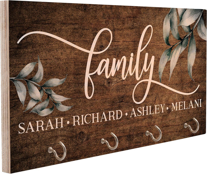 Personalized Wood Key Hanger for Wall | New Home Décor Gift for Wedding Housewarming | Customized Gifts for Couple Mr Mrs Key Ring Holder Hook | Key Rack