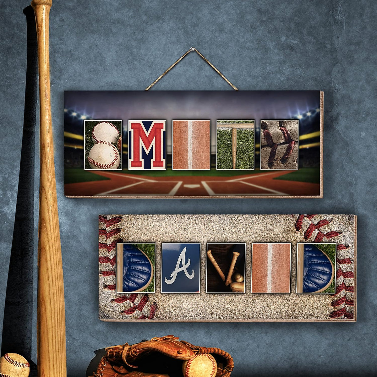 Personalized Baseball Wood Sign with Name, Custom Sports Wall Decor for Men