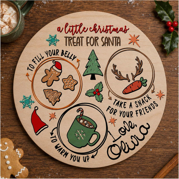 Personalized Christmas Cookie Tray for Santa, Custom Wooden Xmas Decoration