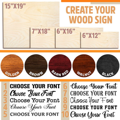 Personalized Wood Signs for Home Decor Gifts - Customizable w/ 10 Font & 5 Color Options - Customized Rustic Wooden Plaque for Wall Decoration - Decorative Sign/Board for Kitchen or Farmhouse Gift C2